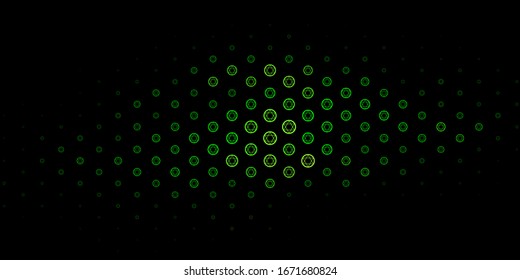 Dark Green, Yellow vector pattern with magic elements. Colorful vintage illustration with gradient alchemy shapes. Background for esoteric, mystic designs.