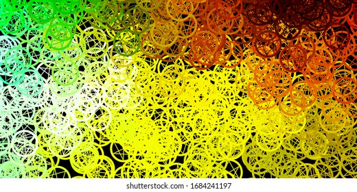 Dark Green, Yellow vector pattern with magic elements. Colorful mystic symbols with a gradient in ancient style. Best design halloween events.
