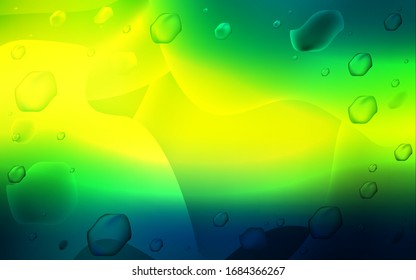 Dark Green, Yellow vector pattern with liquid shapes. Shining illustration, which consist of blurred lines, circles. The template for cell phone backgrounds.