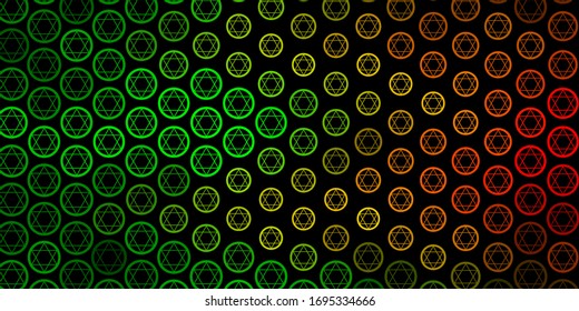 Dark Green, Yellow vector pattern with magic elements. Abstract illustration with gothic gradient shapes. Background for esoteric, mystic designs.