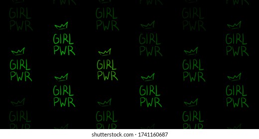 Dark Green, Yellow vector pattern with feminism elements. Colorful illustration with gradient feminism shapes. Design for International Women’s Day.