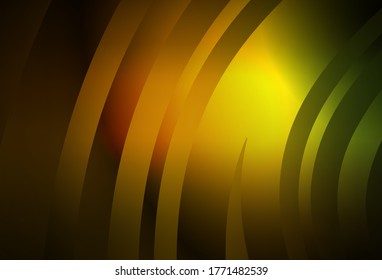Dark Green, Yellow vector pattern with bent lines. Smart illustration in abstract style with gradient lines.  Business design for posters, banners.