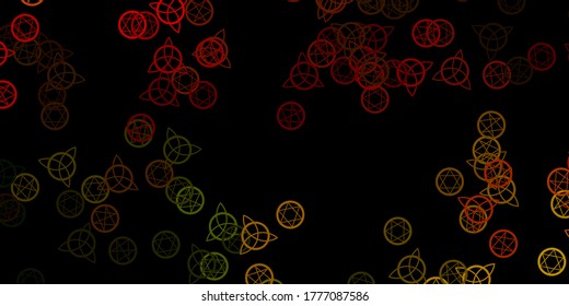 Dark Green, Yellow vector pattern with magic elements. Illustration with magical signs of spiritual power. Simple design for occult depiction.