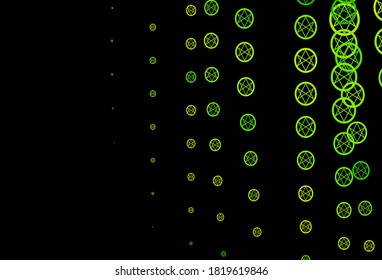 Dark Green, Yellow vector pattern with magic elements. Colorful mystic symbols with a gradient in ancient style. Simple base for your occult design.