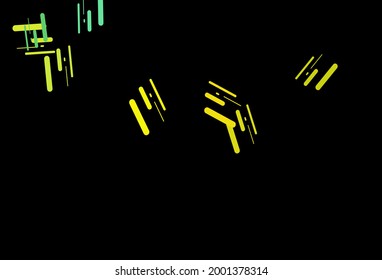 Dark green, yellow vector pattern with narrow lines. Decorative shining illustration with lines on abstract template. Pattern for business booklets, leaflets.