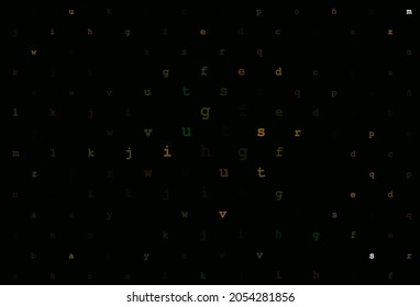 Dark green, yellow vector pattern with ABC symbols. Shining colorful illustration with isolated letters. The pattern can be used as ads, poster, banner for books.