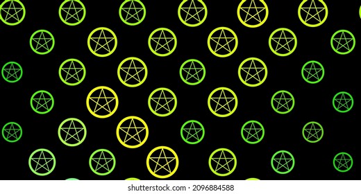 Dark Green, Yellow vector pattern with magic elements. Illustration with magical signs of spiritual power. Simple design for occult depiction.