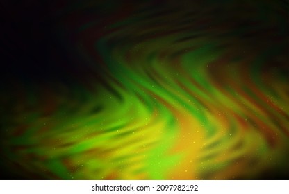 Dark Green, Yellow vector pattern with night sky stars. Shining illustration with sky stars on abstract template. Smart design for your business advert.