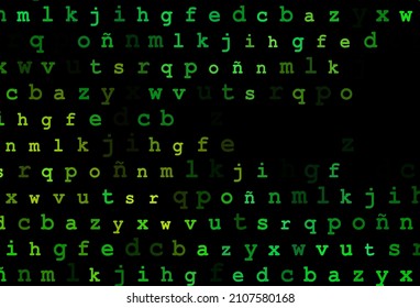 Dark green, yellow vector pattern with ABC symbols. Modern geometrical illustration with ABC english symbols. Template can be used as a background for ads of typography.