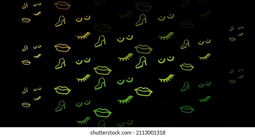 Dark Green, Yellow vector pattern with feminism elements. Abstract illustration with a depiction of women's power. Elegant design for wallpapers.