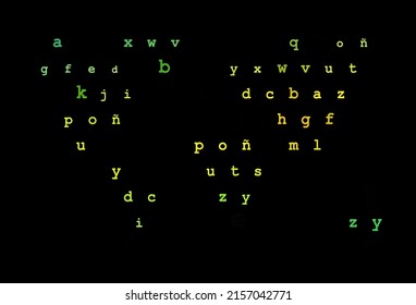 Dark green, yellow vector pattern with ABC symbols. Shining colorful illustration with isolated letters. Best design for your ad, poster, banner of college.