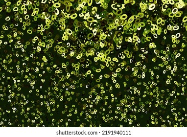 Dark Green, Yellow vector pattern with spheres. Glitter abstract illustration with blurred drops of rain. Template for your brand book.