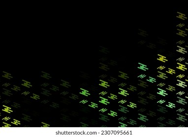 Dark Green, Yellow vector pattern with narrow lines. Shining colored illustration with narrow lines. Pattern for websites, landing pages.