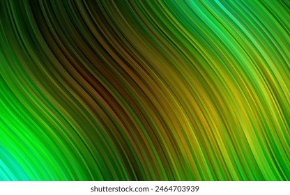 Dark Green, Yellow vector pattern with lines, ovals. Geometric illustration in marble style with gradient.  A new texture for your  ad, booklets, leaflets.