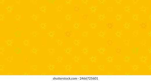 Dark green, yellow vector pattern with coronavirus elements. Colorful  gradient illness symbols in simple abstract style. Best design for quarantine events.