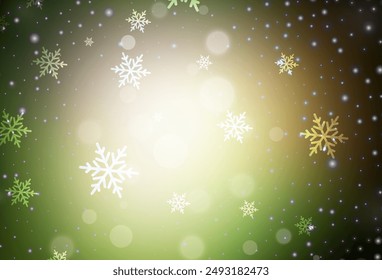 Dark Green, Yellow vector pattern in Christmas style. Simple gradient illustration with Christmas attributes. Best design for a college poster, banner.