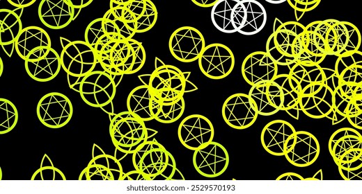 Dark Green, Yellow vector pattern with magic elements. Retro design in abstract style with witchcraft forms. Design for magic, spiritual events.
