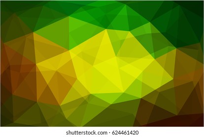 Dark Green, Yellow vector Pattern.  triangular template. Geometric sample. Repeating routine with triangle shapes. New texture for your design. Pattern can be used for background.