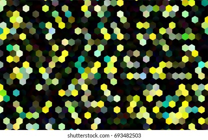 Dark Green, Yellow vector pattern. Hexagonal template. Geometric sample. Repeating hexagon shapes. Brand-New texture for your design. Pattern can be used for background