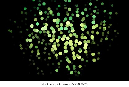 Dark Green, Yellow vector pattern with colored spheres. Geometric sample of repeating circles on white background in halftone style.