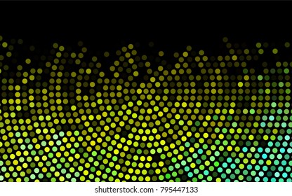 Dark Green, Yellow vector pattern with colored spheres. Geometric sample of repeating circles on white background in halftone style.