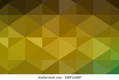 Dark Green, Yellow vector polygon abstract background. Creative illustration in halftone style with gradient. Triangular pattern for your business design.