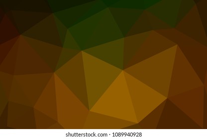 Dark Green, Yellow vector polygon abstract backdrop. Shining polygonal illustration, which consist of triangles. Triangular pattern for your design.
