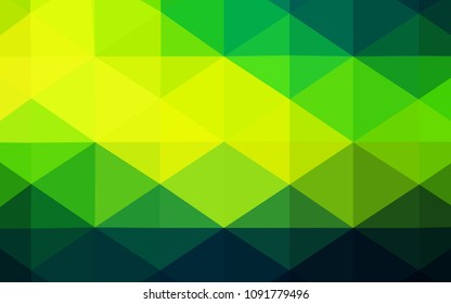 Dark Green, Yellow vector polygon abstract backdrop. Geometric illustration in Origami style with gradient.  The best triangular design for your business.