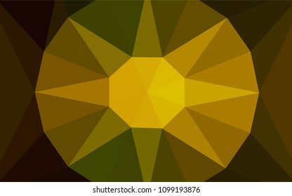 Dark Green, Yellow vector polygon abstract backdrop with a gem in a centre. Abstract illustration with an elegant triangles. Textured pattern for your backgrounds.