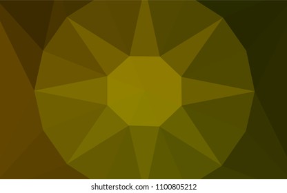 Dark Green, Yellow vector polygon abstract background with a gem in a centre. Illustration in halftone style with triangles. Textured pattern for your backgrounds.
