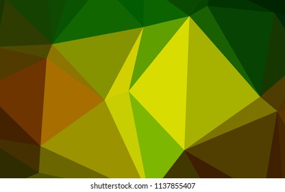 Dark Green, Yellow vector polygon abstract backdrop. Modern geometrical abstract illustration with gradient. The best triangular design for your business.