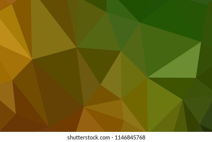 Dark Green, Yellow vector polygon abstract background. Triangular geometric sample with gradient.  A new texture for your web site.