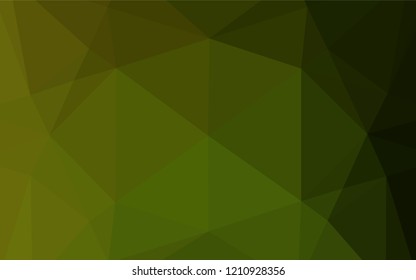 Dark Green, Yellow vector polygon abstract background. Shining illustration, which consist of triangles. The best triangular design for your business.
