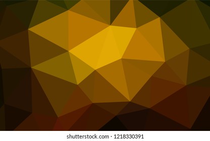 Dark Green, Yellow vector polygon abstract backdrop. Triangular geometric sample with gradient.  Triangular pattern for your design.