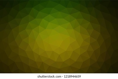Dark Green, Yellow vector polygon abstract backdrop. Colorful illustration in polygonal style with gradient. Best triangular design for your business.
