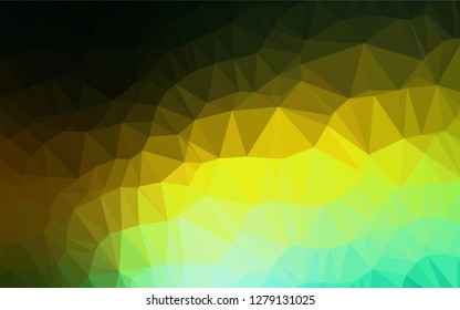 Dark Green, Yellow vector polygon abstract backdrop. A vague abstract illustration with gradient. The completely new template can be used for your brand book.