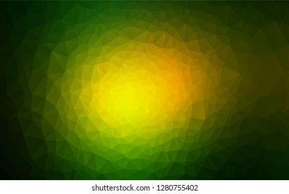 Dark Green, Yellow vector polygon abstract background. A completely new color illustration in a vague style. Triangular pattern for your business design.