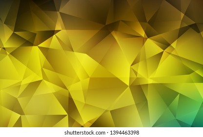 Dark Green, Yellow vector polygon abstract layout. Geometric illustration in Origami style with gradient.  Brand new design for your business.