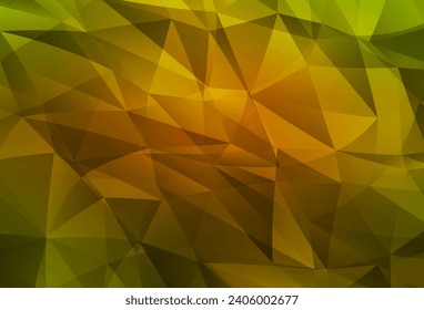 Dark Green, Yellow vector polygon abstract background. Shining polygonal illustration, which consist of triangles. Textured pattern for your backgrounds.