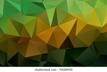 Dark Green, Yellow vector polygon abstract background. Geometric illustration in Origami style with gradient.  The best triangular design for your business.
