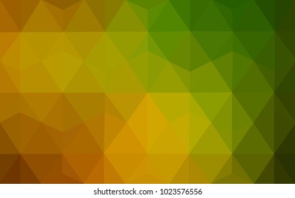 Dark Green, Yellow vector polygonal illustration, which consist of triangles. Triangular pattern for your business design. Geometric background in Origami style with gradient. 