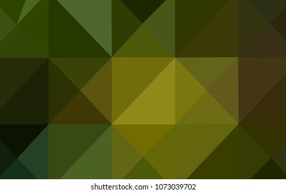 Dark Green, Yellow vector polygonal background. Triangular geometric sample with gradient.  That new template can be used for your brand book.