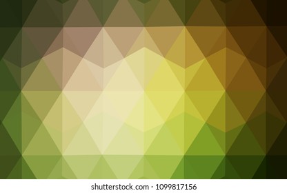 Dark Green, Yellow vector polygonal pattern. Shining colorful illustration with triangles. Best triangular design for your business.