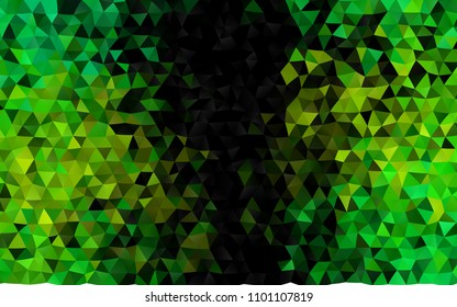 Dark Green, Yellow vector polygonal pattern. Shining illustration, which consist of triangles. The template can be used as a background for cell phones.