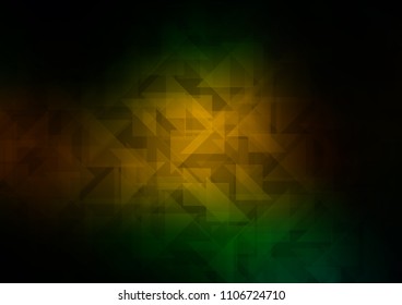 Dark Green, Yellow vector polygonal pattern. Triangular geometric sample with gradient.  The template can be used as a background for cell phones.