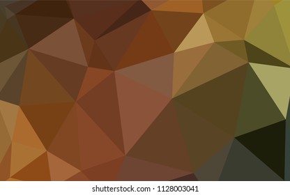Dark Green, Yellow vector polygonal background. Shining polygonal illustration, which consist of triangles. Brand new style for your business design.