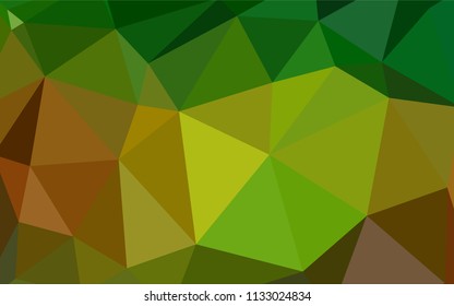 Dark Green, Yellow vector polygonal template. Glitter abstract illustration with an elegant triangles. Best triangular design for your business.