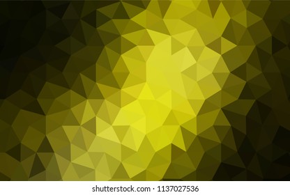 Dark Green, Yellow vector polygonal background. Shining colorful illustration with triangles. Best triangular design for your business.
