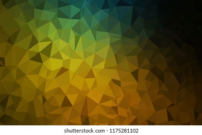 Dark Green, Yellow vector polygonal background. Shining colorful illustration with triangles. Triangular pattern for your design.