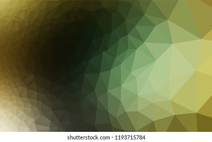 Dark Green, Yellow vector polygonal background. Triangular geometric sample with gradient.  Brand new design for your business.